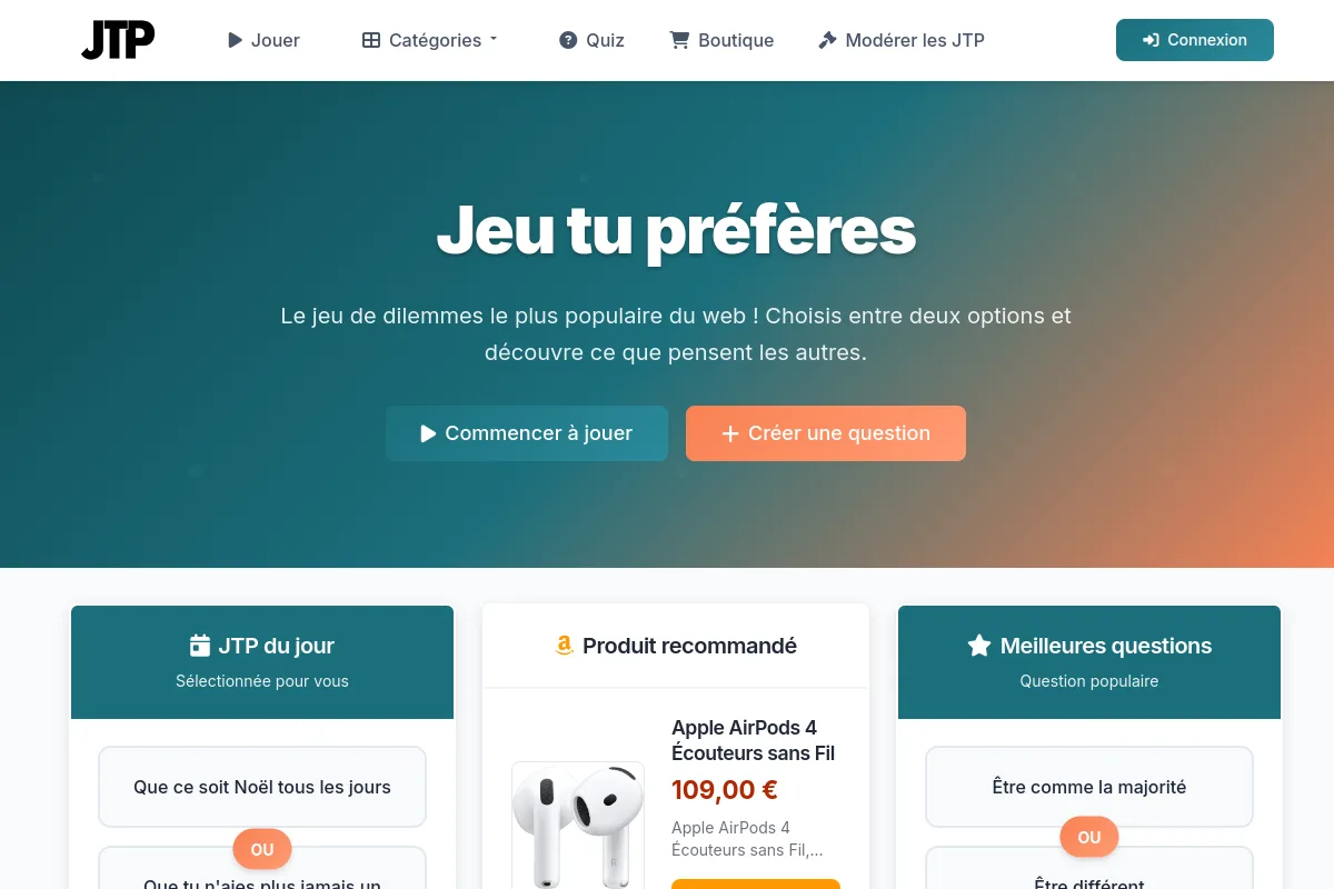 Jeu Tu Préfères